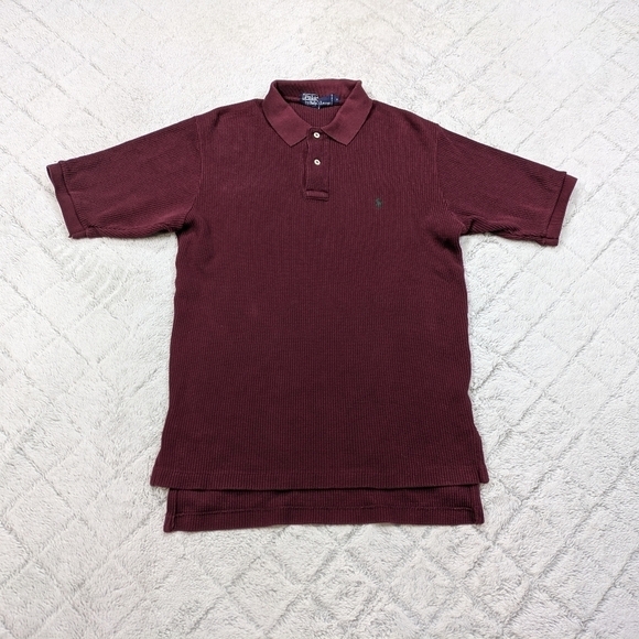 Vintage Polo Ralph Lauren Shirt Men's S Red Burgundy Mesh Thermal Knit Cotton - Picture 1 of 7